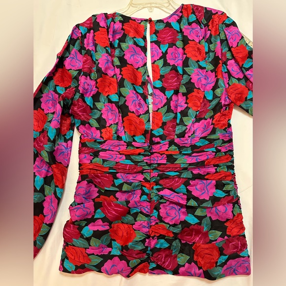 WOMEN’S RONNY KOBO CARISSA LONG SLEEVE ROSES BLOUSE SIZE LARGE - Picture 9 of 11